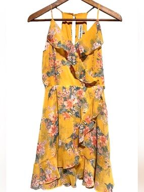 ALMOST FAMOUS Tropical Ruffle Sundress Resortwear Boho Vacation Mini